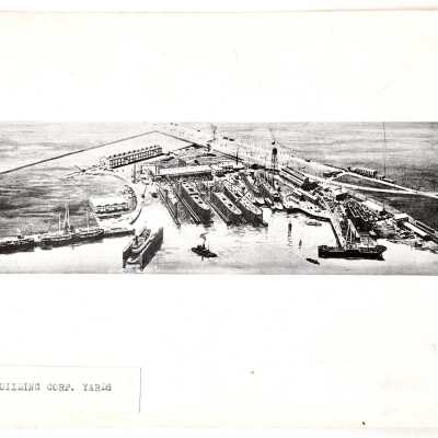 Illustration of the Bethlehem Shipyard Corporate yard, 1918