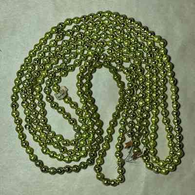 Green Glass Christmas Garland with Metal Hooks, c. 1960s