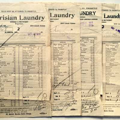 Receipts from Parisian Laundry, 2319 Lincoln Ave, 191-1913