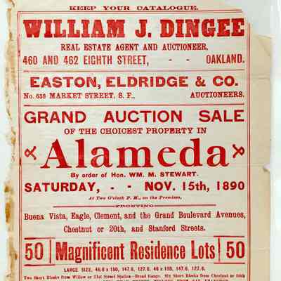 Real Estate Flyer for auction of lots between Stanford and Chestnut, 1890