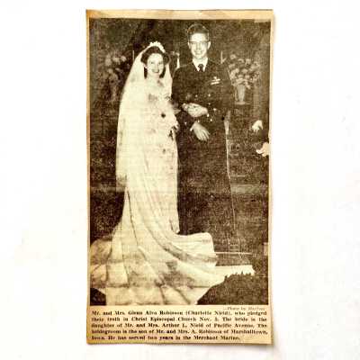 Invitation to marriage of Helen Charlotte Nield and Glen A. Robinson, 1944