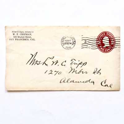 Envelope addressed to Mrs. L. W. C. Tripp, Weber Street, 1916