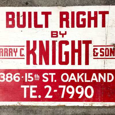Harry C. Knight & Sons construction sign, c. 1920s