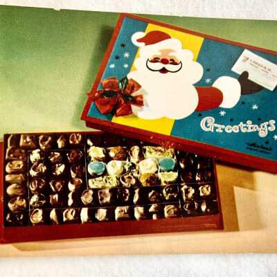 Postal card advertising Miss Saylor's Chocolates, Inc., prior 1992