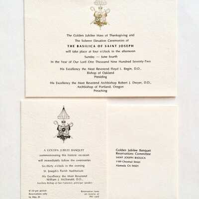 Invitation golden jubilee Mass of Thanksgiving, St. Joseph, 1972