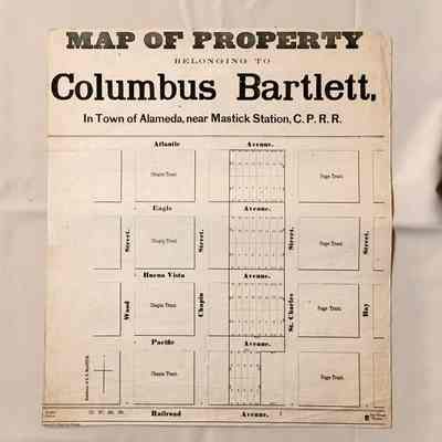 Real Estate Ad and 'Map of Property Belonging to Columbus Bartlett', c. 1880