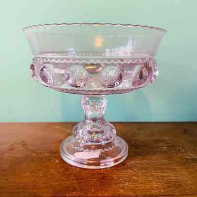Pressed glass compote in thumb-print pattern of the Blake-Dyer residence, late 19th century