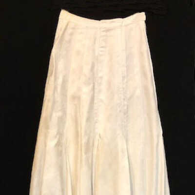 White damask skirt with pleats, laced in back, 1910-1912