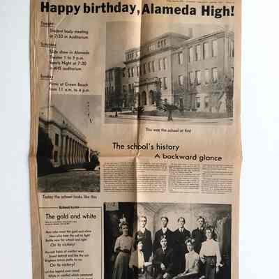 Clipping about centennial Alameda High School, 1974