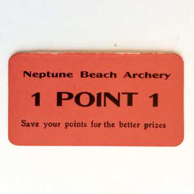 Neptune Beach Archery ticket on orange paper, prior to 1939
