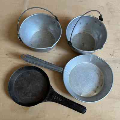 Aluminium miniature pots and pans of Herlinda Silva, c. 1940s