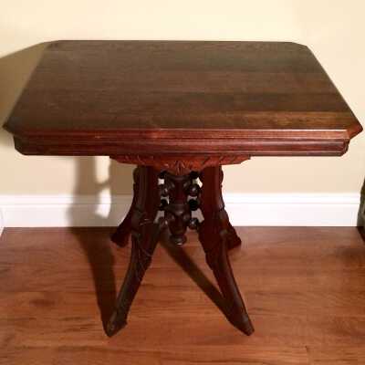 Pedestal base lamp with Eastlake style carving, c. 1890s