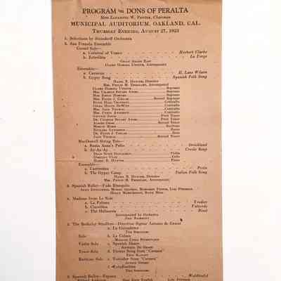 Dance and Music Program presented by Dons of Peralta of Otto Rittler, 1925