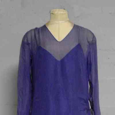 Cobalt blue chiffon dress, c. 1929-1930