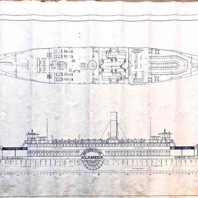 Blueprint of a Southern Pacific Rail Ferry Boat, 1911-1912