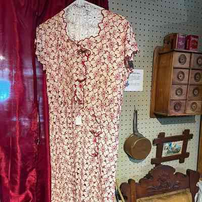 Summer dress with open work embroidered flowers, c. 1930s
