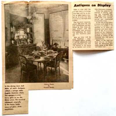 Clipping about a home tour of the Anthony House, 1630 Central Ave, 1970
