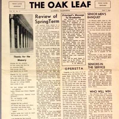 Alameda High School Newspaper 'The Oak Leaf', June 1945