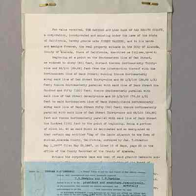 Deed of Conveyance of property located on Oak Street near Bank 1917