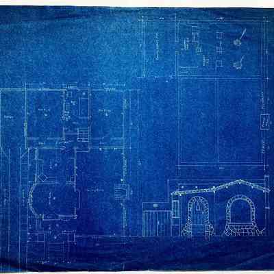 Blueprint of a 2-bedroom Spanish-style house, 1930s