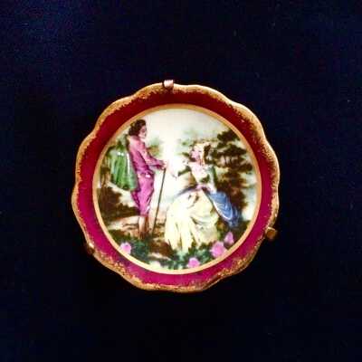 Miniature Limoges porcelain plate of the Martin family, c. 1920s