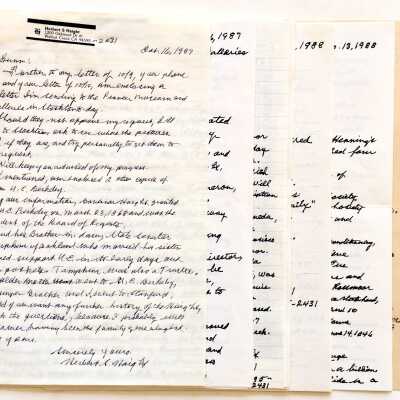 Correspondence about photos of Mr. and Mrs. Haight, 1987-1988