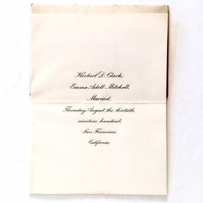 Marriage Announcement Herbert D. Clark and Emma Adell Mitchell, 1900