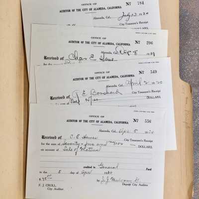 Folder with receipts from the City Auditors department, 1919-1920