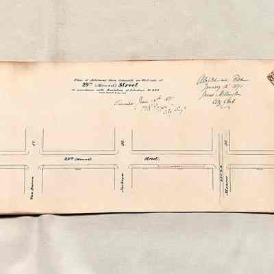 Plan for artificial stone sidewalk on W side 29th Street (Mound), 1891