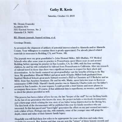 Two sets of historical information about Dr. Harold Austin Miller, 2018