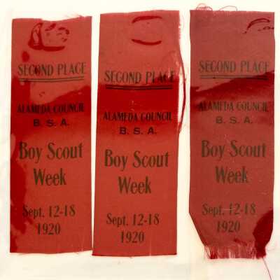 Boy Scouts second place ribbons of Dick Bartell, 1920