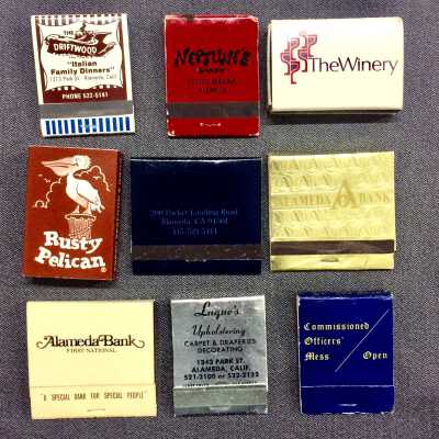 Matchboxes of Alameda Businesses, 1970s-1980s