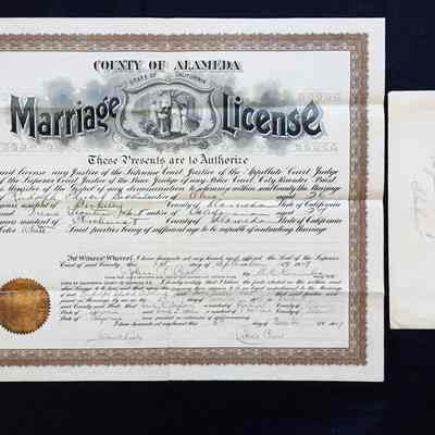 Marriage License of Edward Bosshard and Irene Leontine Hart, 1909