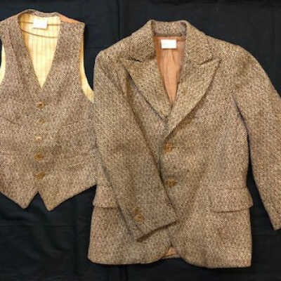 Brown tweed coat and matching vest, from Krieg's, 1920s or early 1930s