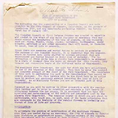 Instruction Sheet for the Auxiliary Fire Department, 1947