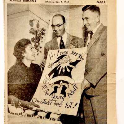Clipping about sale of Christmas Trees, Christ Episcopal Church,1953