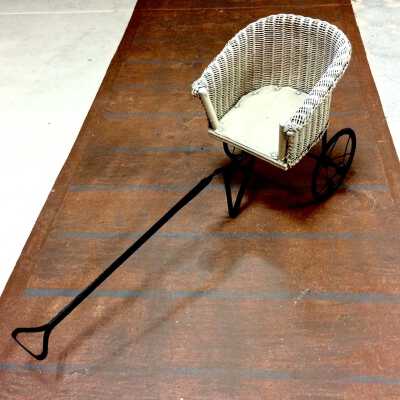 Wicker doll pull carriage, c. 1940s