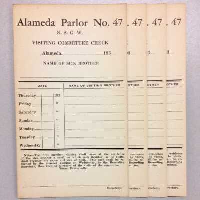 Sick Brother Visiting cards for NSGW Parlor No. 47, c. 1930s