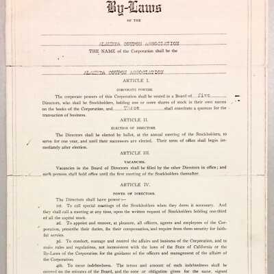 Copy of By-laws of the Alameda Coupon Association, 1921