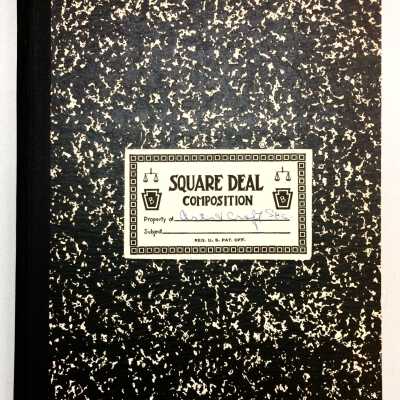 Composition book of the Arts and Crafts Secretary of the Adelphian Club, 1952-1955