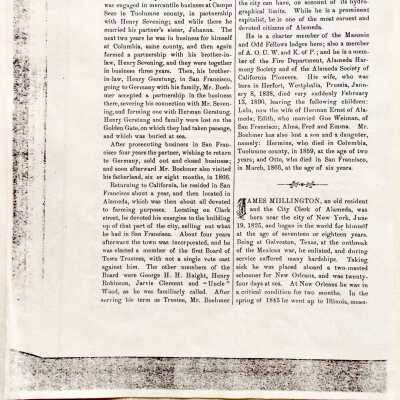Photocopy of Biographical Sketch of James Millington, 1902