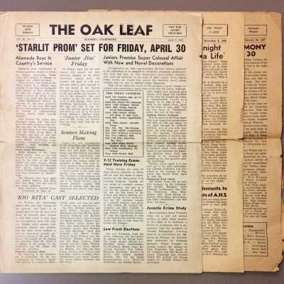 Alameda High School 'Oak Leaf' newsletters, 1943, 1946, 1947