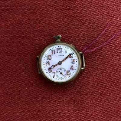 Monogrammed Waltham wrist watch with arabic numbers, c. 1920s