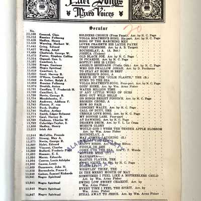 Music Sheets used by the Alameda Choral Society, c. 1930s