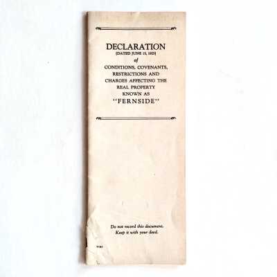 Declaration by the Oakland Bank regarding Fernside, 1950