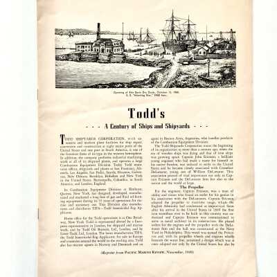 'Todd's, a Century of Ships and Shipyards', 1949