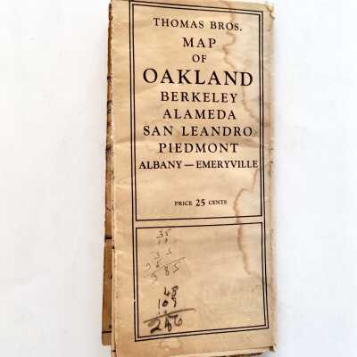 Thomas Bros. Folding Street Map of Oakland, ..., Alameda, ..., Emeryville, c. 1940
