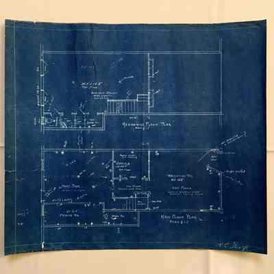 Blueprint for a Commercial building, V. E. Thorp (carpenter), c. 1910-1920