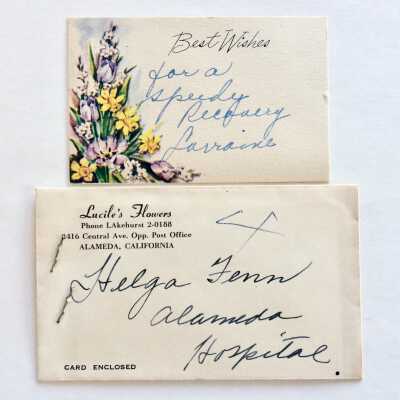 Floral Greeting card in envelope from Lucille's Flowers, prior 2012