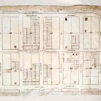 Subdivision Map, Central / Railroad (Lincoln) / St. Charles / St. Mary, 1870s